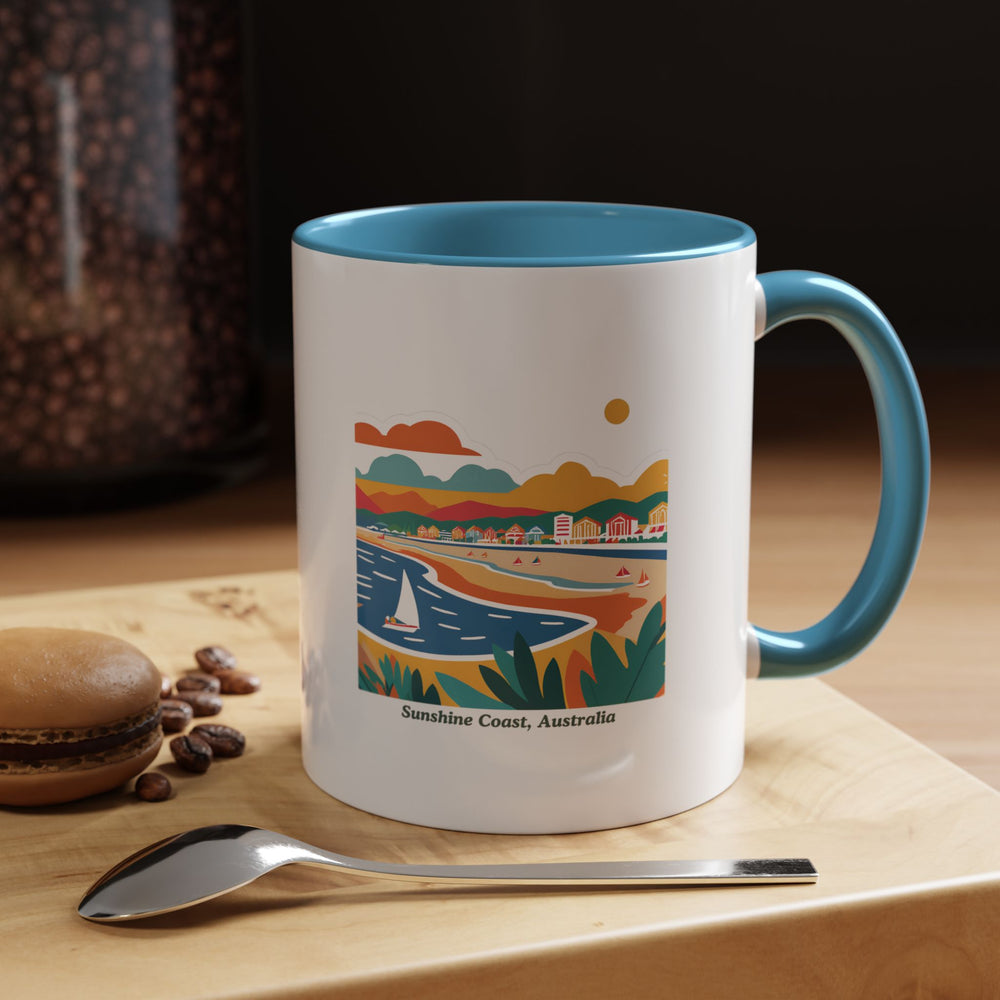 The Sunshine Coast Australia mug features vibrant artwork highlighting the scenic beauty of the region. Perfect for sipping coffee or tea, it’s a meaningful souvenir for those who love the Sunshine Coast. Durable and practical for daily use.