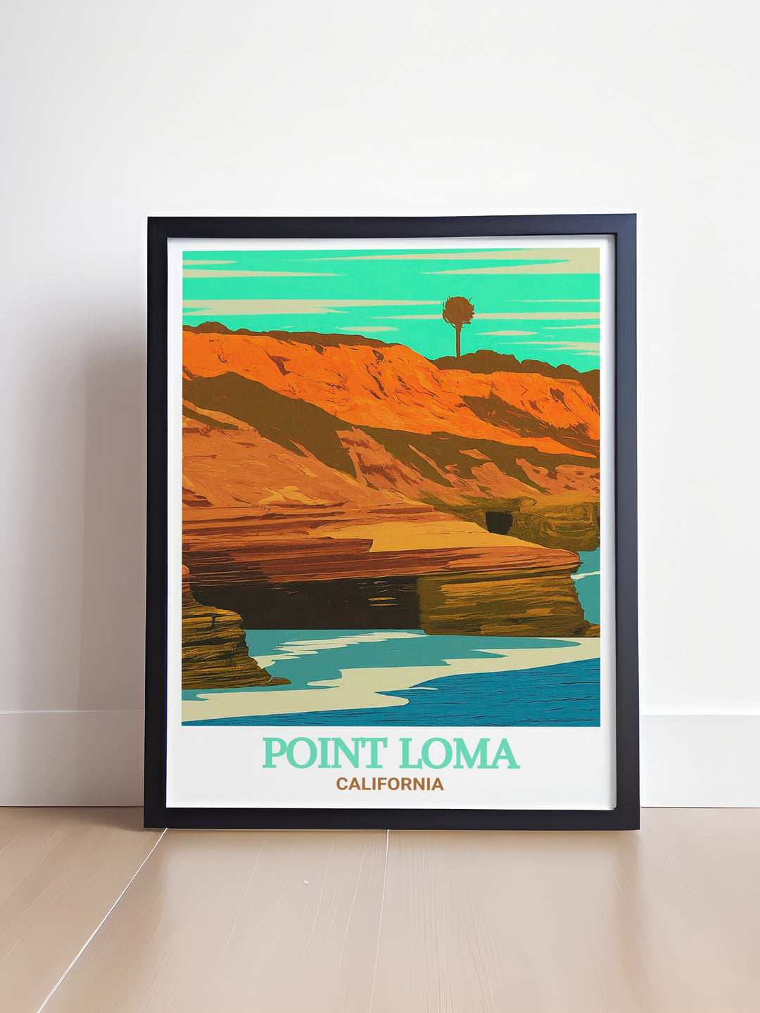 Discover the natural beauty of San Diegos Sunset Cliffs Natural Park with this stunning print perfect for enhancing your home decor this artwork brings the vibrant colors and intricate details of the coastal cliffs into your living room or bedroom