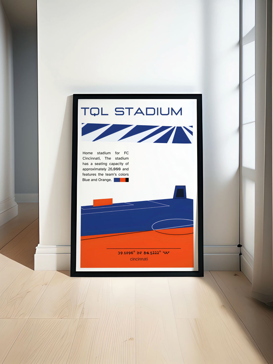 Immerse yourself in the energy of Major League Soccer with this vibrant FC Cincinnati print featuring TQL Stadium and showcasing the dynamic action of Luciano Acosta and Brenner perfect for soccer fans and collectors.