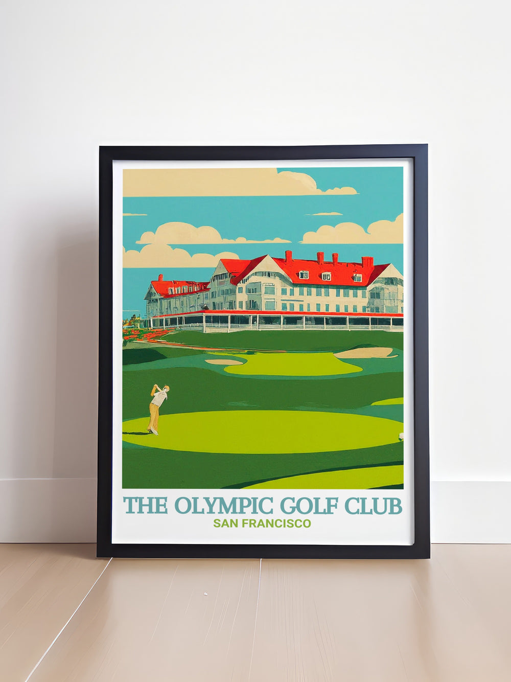 Immerse yourself in the serene beauty of The Olympic Club with this travel poster, showcasing the Olympic Golf Clubs lush greens and coastal views. This piece is perfect for adding a touch of elegance to your living space, making it a thoughtful gift for golf lovers