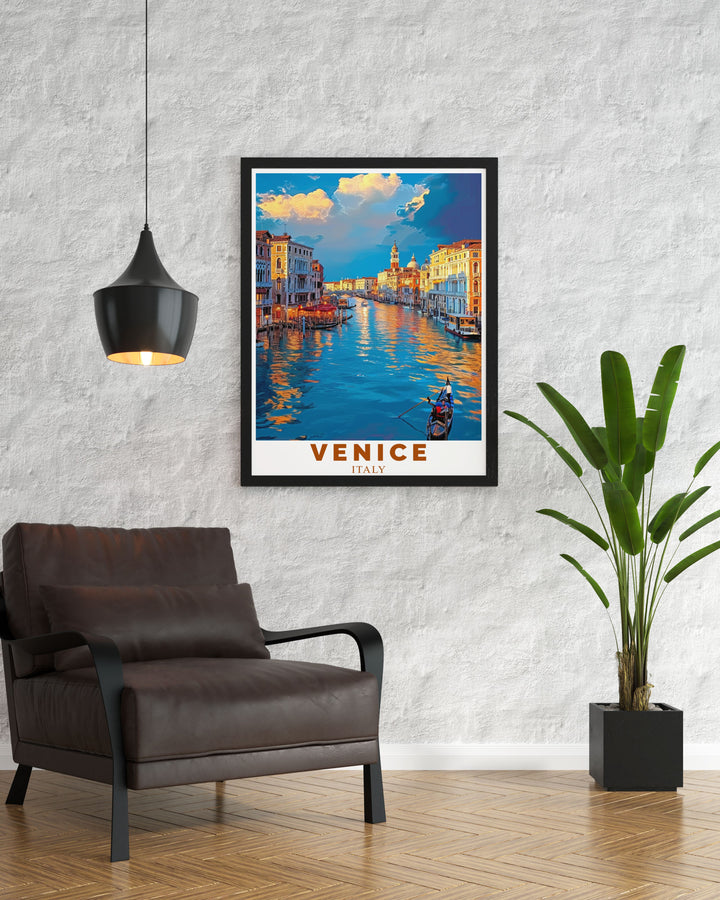 Beautiful Venice wall art with the Grand Canal highlighting the citys charm and vibrant colors designed to enhance your living space with Italian sophistication