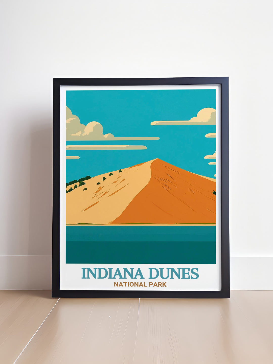 Mount Baldy and Indiana Dunes State Park travel print capturing the iconic natural beauty of this beloved National Park. A perfect addition to any living space or a thoughtful gift for adventurers.