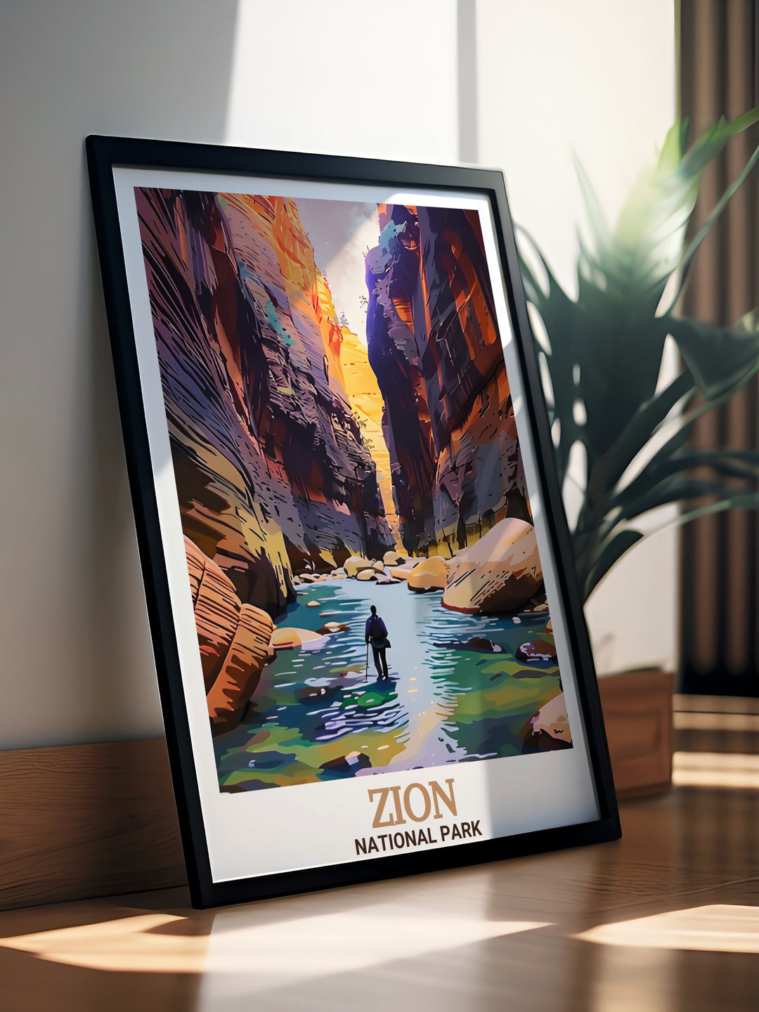 The Narrows artwork highlighting the breathtaking rock formations of Zion National Park. A stunning addition to any wall decor collection or as a unique gift.