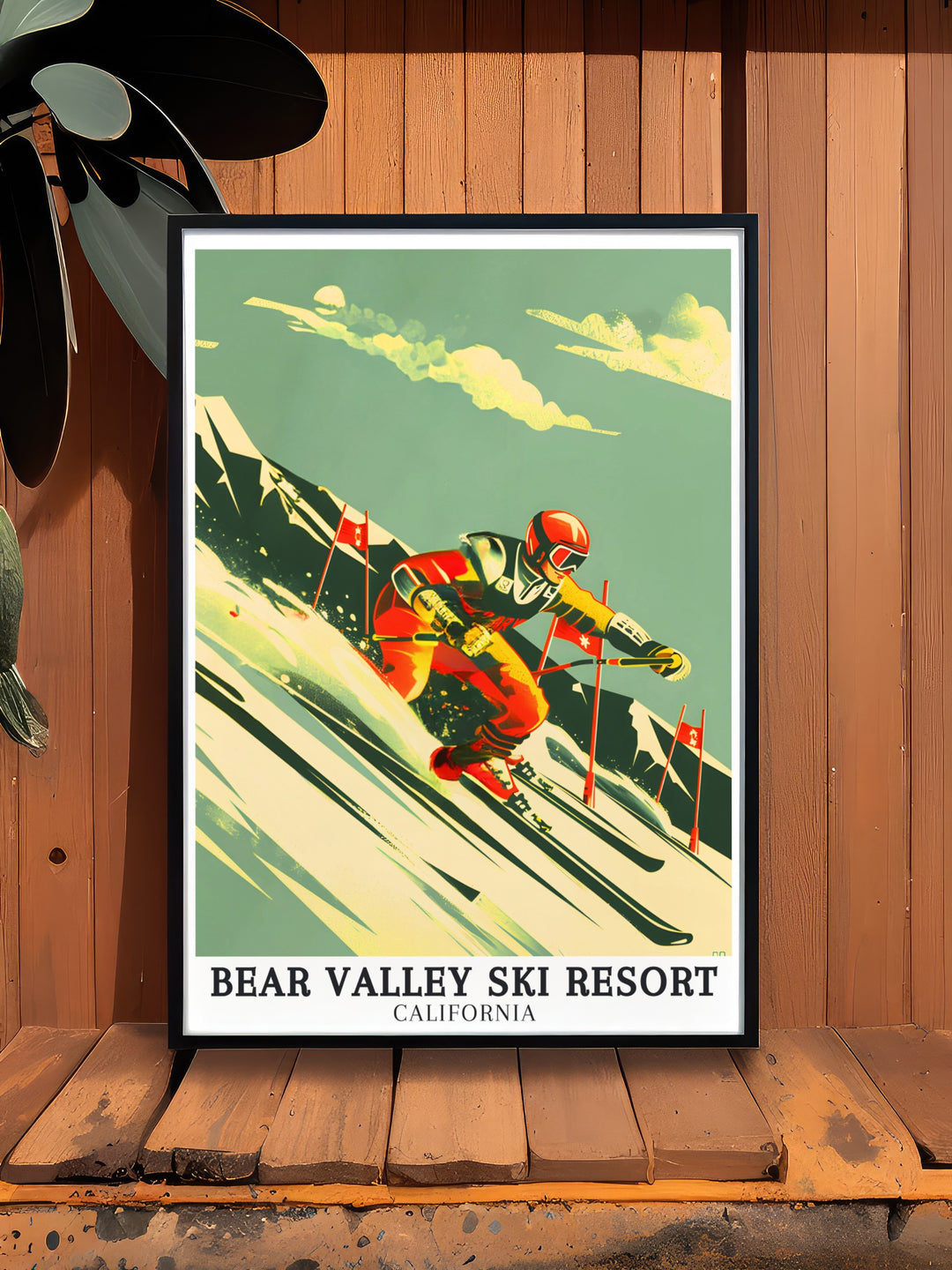 This Blue Run, NASTAR course travel poster highlights the excitement of racing down Bear Valleys iconic ski slopes making it an excellent choice for winter sports lovers. The art print adds a dynamic element to any space bringing the Sierra Nevada indoors.