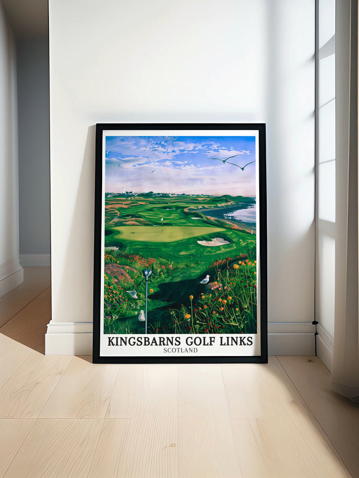 Fife Coastline and Fife Coast Path modern art print showcasing scenic views of Scotlands coast with detailed landscape elements and vibrant colors for elegant home decor