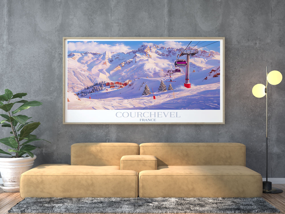 Courchevel poster and ski slopes modern decor capture the beauty of snowy landscapes ideal for creating a cozy and elegant atmosphere in your home