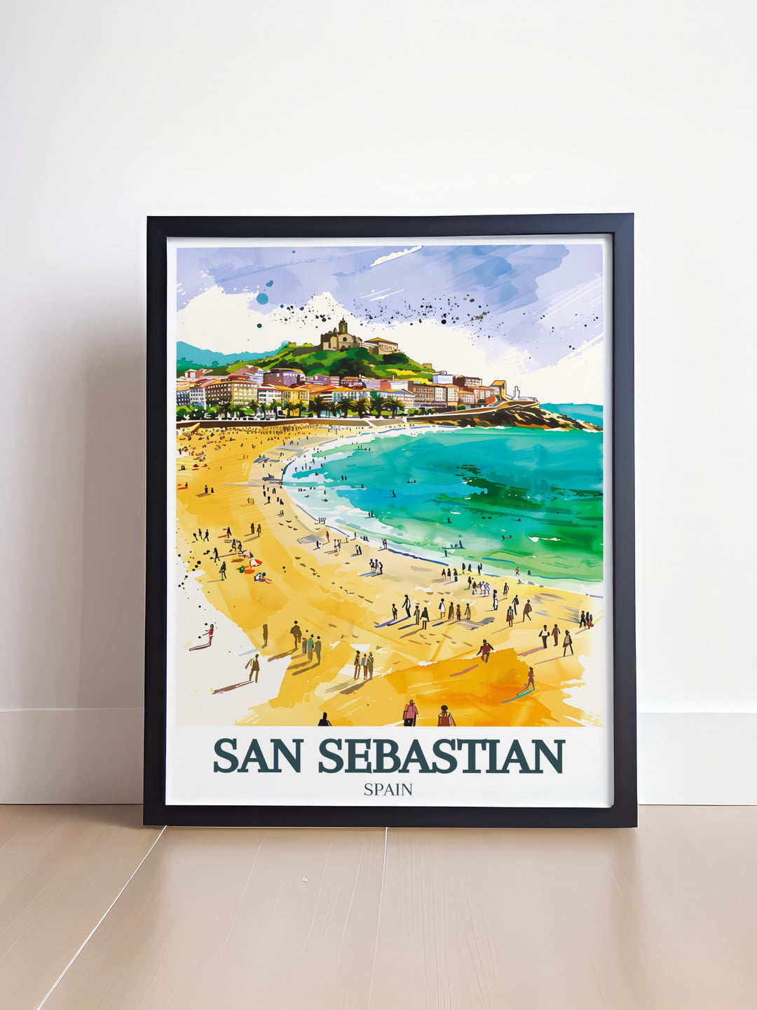 San Sebastian Decor featuring La Concha Beach and Monte Igueldo a stunning art print that enhances any living space with its vibrant colors and modern design perfect for gifts on special occasions such as birthdays and anniversaries