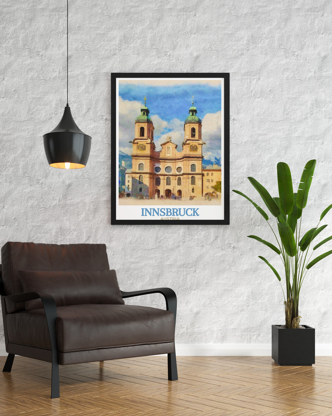 This Austria wall art print features Innsbruck Cathedral, a stunning example of Baroque architecture. A perfect addition to your wall décor or as a travel inspired gift for someone special.