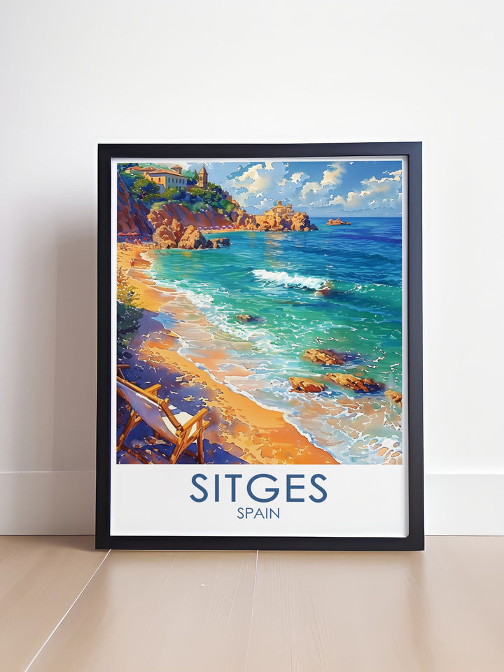 This Spain wall art captures the vibrant spirit of Sitges Beaches, a beloved Mediterranean destination. Whether youre reminiscing about past travels or dreaming of future ones, this artwork offers a perfect reminder of Spains coastal beauty.