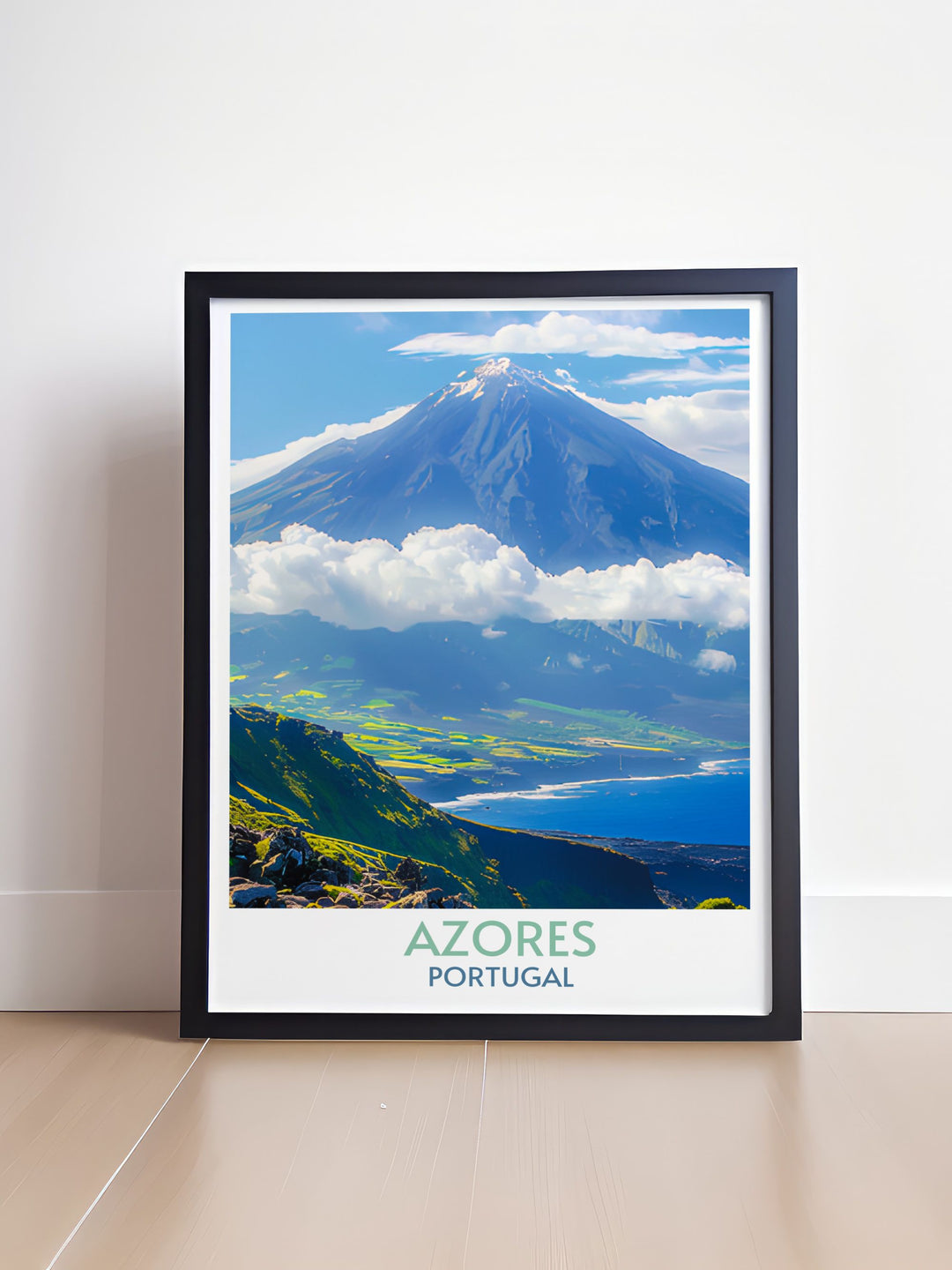 Anniversary gift worthy print of Mount Pico, capturing the essence of Azores natural beauty in a fine line beautiful design.