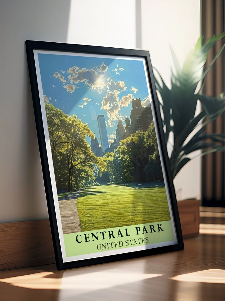 This poster showcases the enchanting landscapes of Central Parks Lawn and the charming architecture of the surrounding city, adding a unique touch of New Yorks historical and natural beauty to your living space.