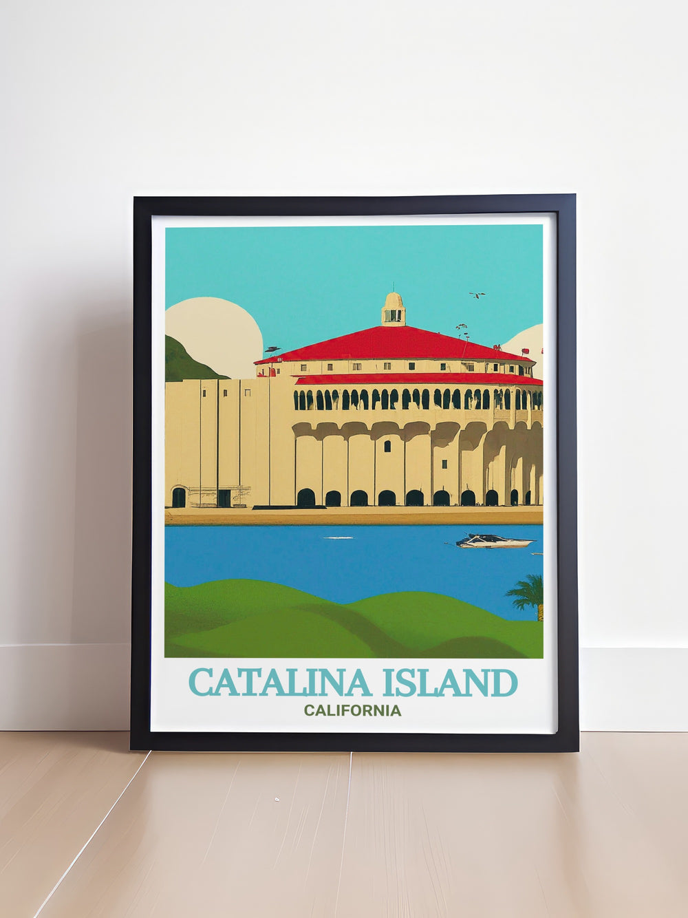 Add a piece of Catalina Islands history to your home with this elegant art print, showcasing the islands breathtaking landscapes and the majestic Catalina Casino. Ideal for enhancing your coastal decor.