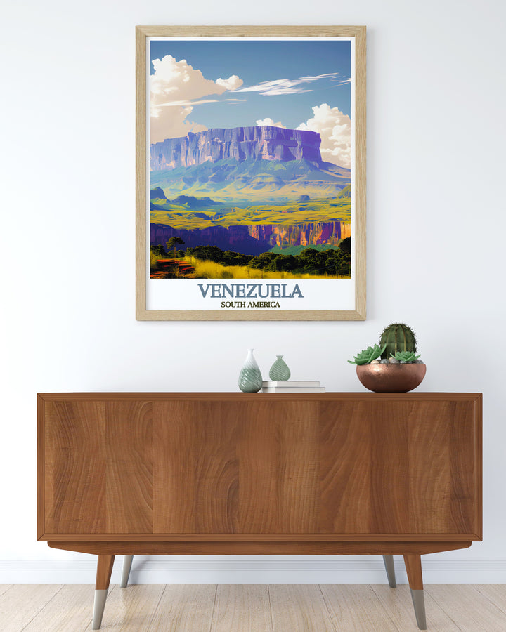 Angel Falls wall art and Mount Roraima modern prints create a beautiful and cohesive design for your home decor capturing the awe inspiring landscapes of Venezuela and providing the perfect decor for adventurers and nature lovers