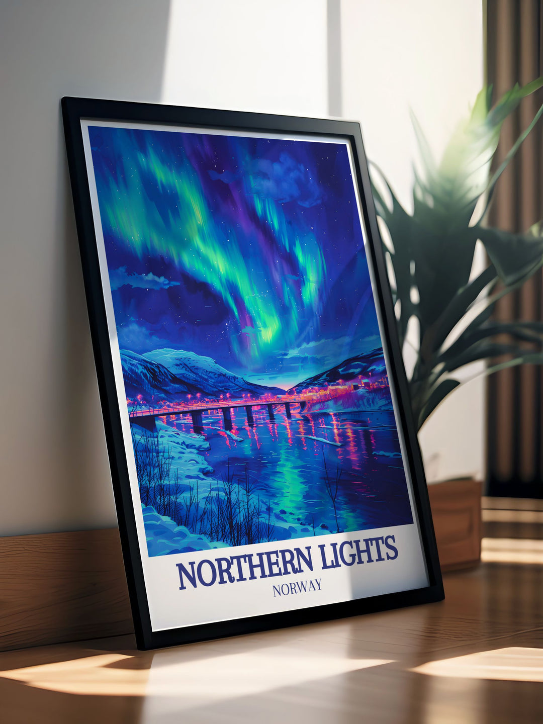 Transform your living space with this elegant Scandinavian Print that offers a nostalgic glimpse into the timeless beauty of Norways Arctic region