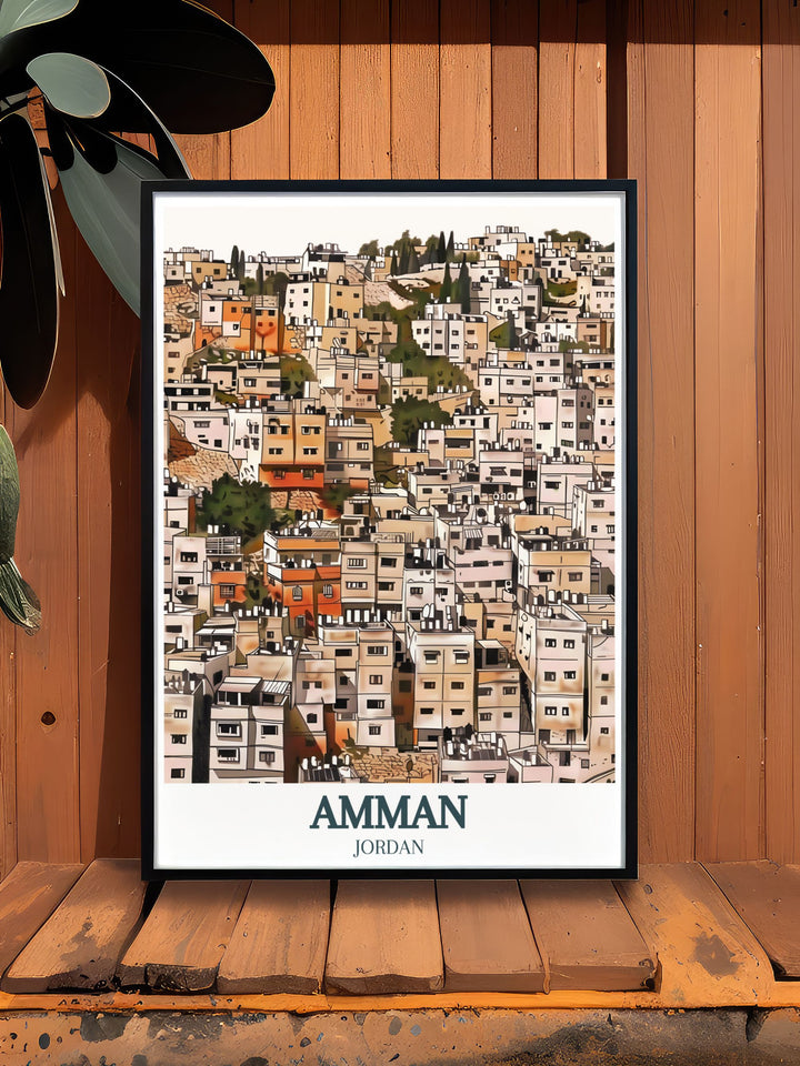 Unique Amman Wall Art featuring Jabal Amman Mango street bringing the historical and modern blend of Amman to your living space through exquisite artwork