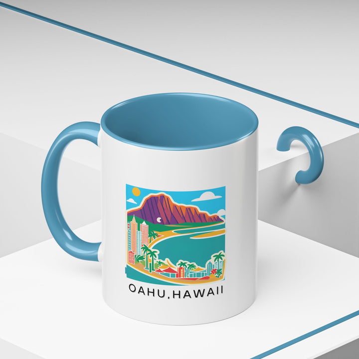 A stunning O‘ahu Hawaii mug with vibrant artwork showcasing the tropical paradise. Perfect for any coffee or tea lover, it’s both dishwasher and microwave safe, making it an easy addition to your kitchen or as a thoughtful gift.