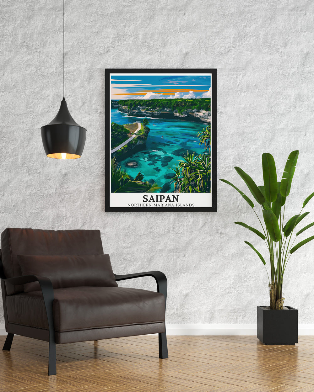 Mariana Islands retro travel posters featuring picturesque views of Saipan and Banzai Cliff. These art deco travel posters bring a vintage charm to your home decor, perfect for travel lovers. Capture the timeless beauty of the Saipan coast with our retro travel posters that showcase the regions stunning landscapes.