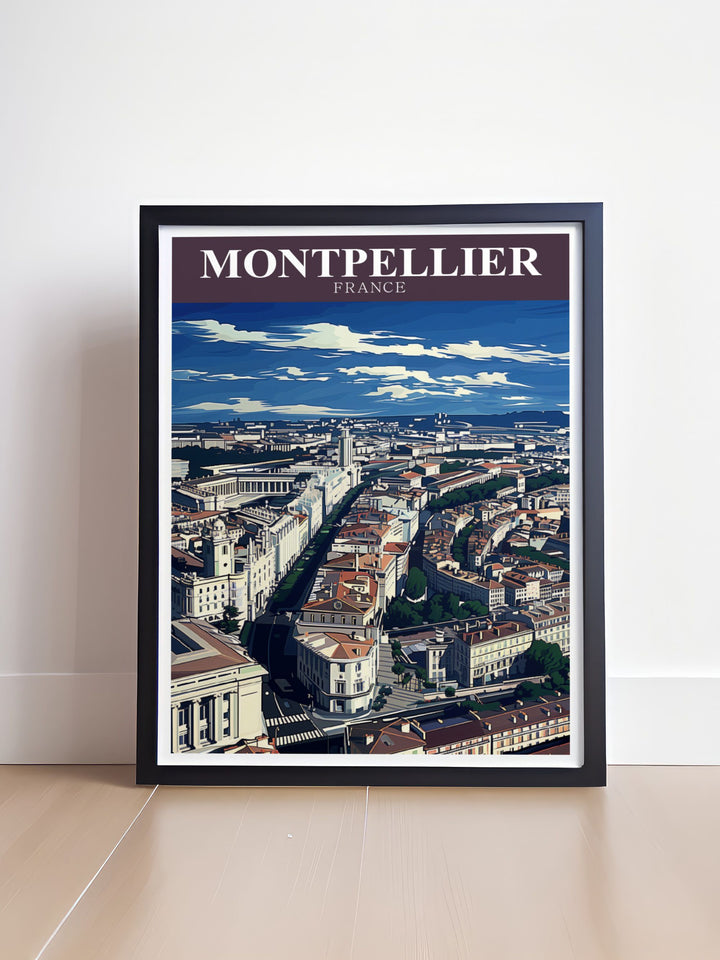 Montpellier Travel Print showcasing the enchanting beauty of Jardis des Plantes de Montpeiller perfect for adding elegance to any room