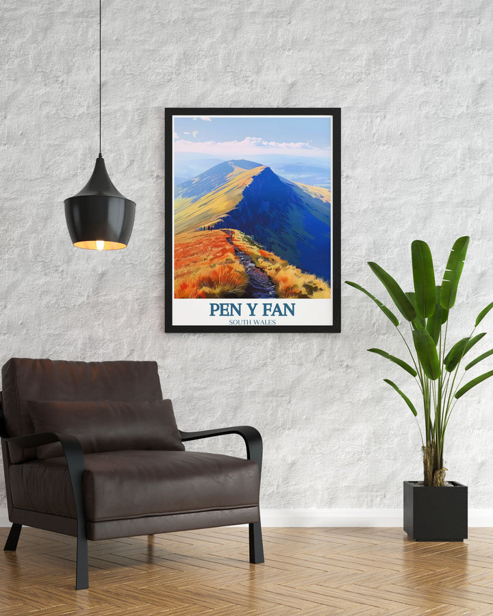 High quality Brecon Beacons artwork depicting the serene Pen Y Fan Mountain. This National Park print is a perfect addition to any nature themed decor and makes a wonderful gift for outdoor lovers.