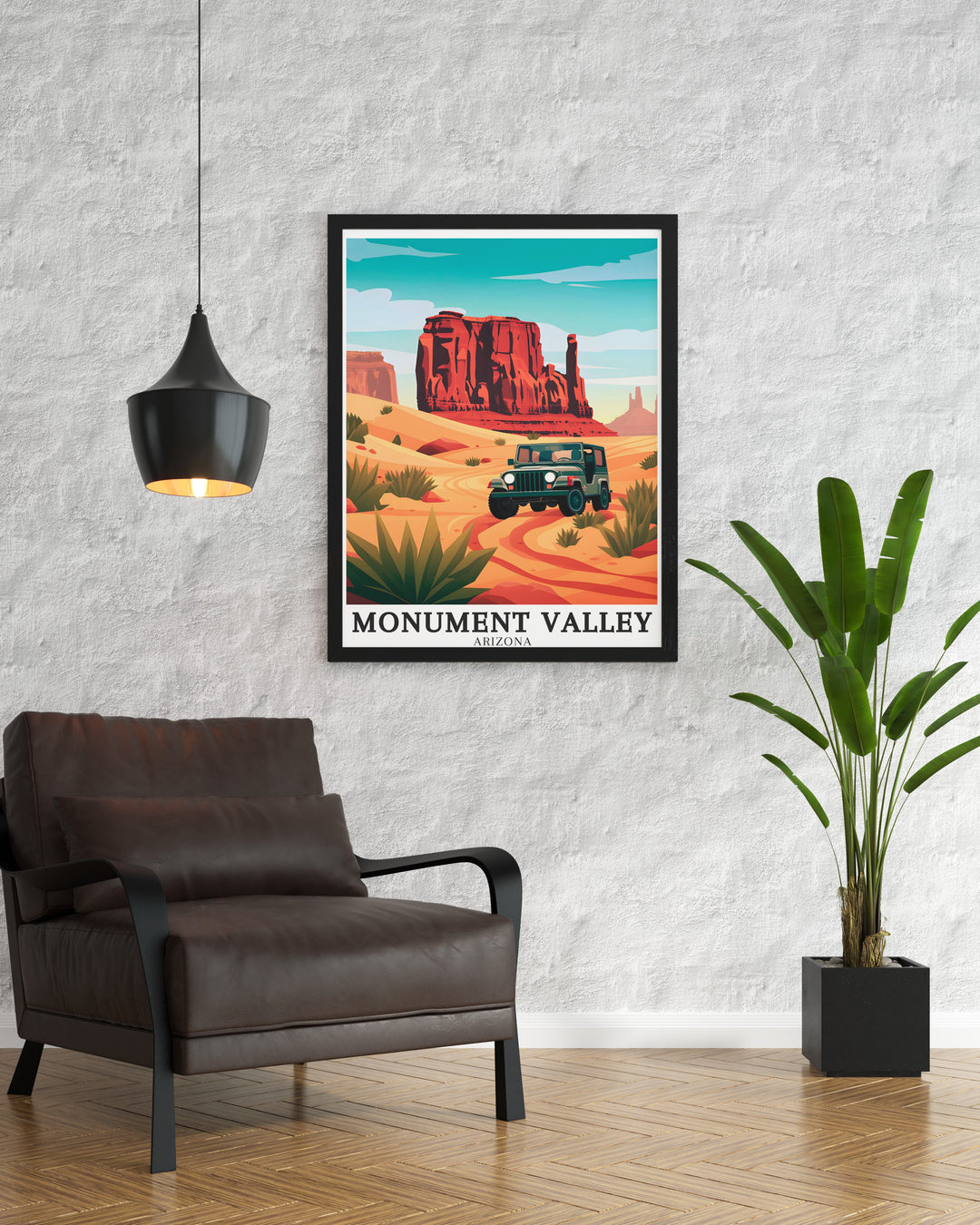 Merrick Butte 17 mile Valley Drive artwork captures the majesty of the Arizona desert perfect for enhancing your living room or bedroom with a unique and inspiring view of the iconic Monument Valley landscape.