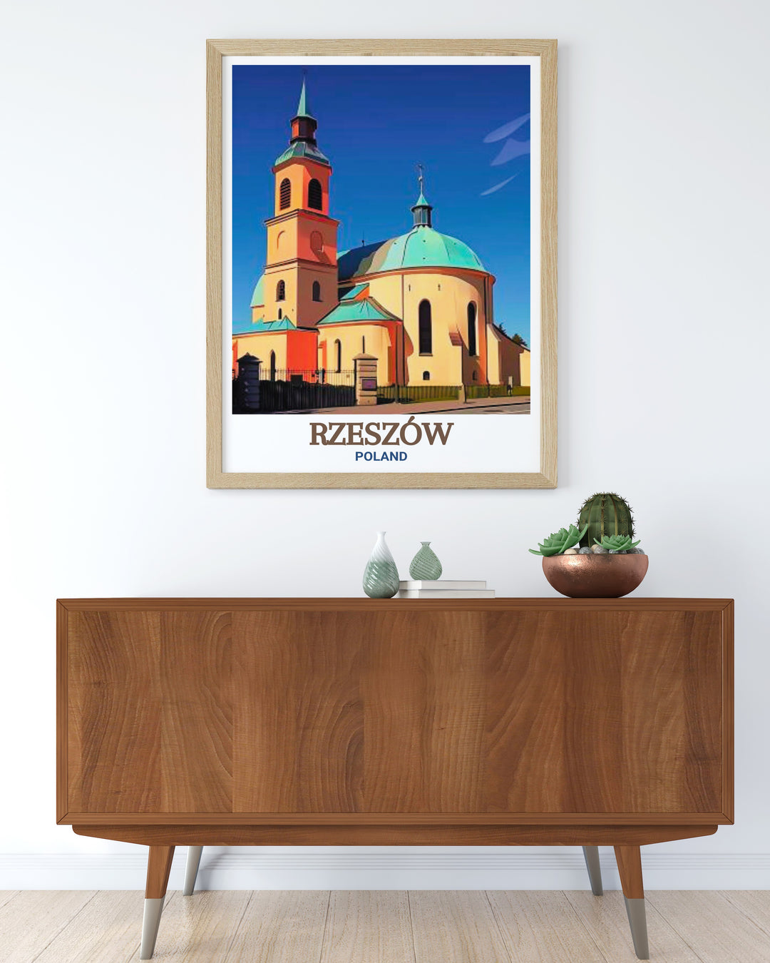 Discover the perfect Rzeszow wall decor with this art print featuring the Bernardine Church and Monastery a beautiful piece that seamlessly blends into any interior and offers a connection to Polish history and culture.