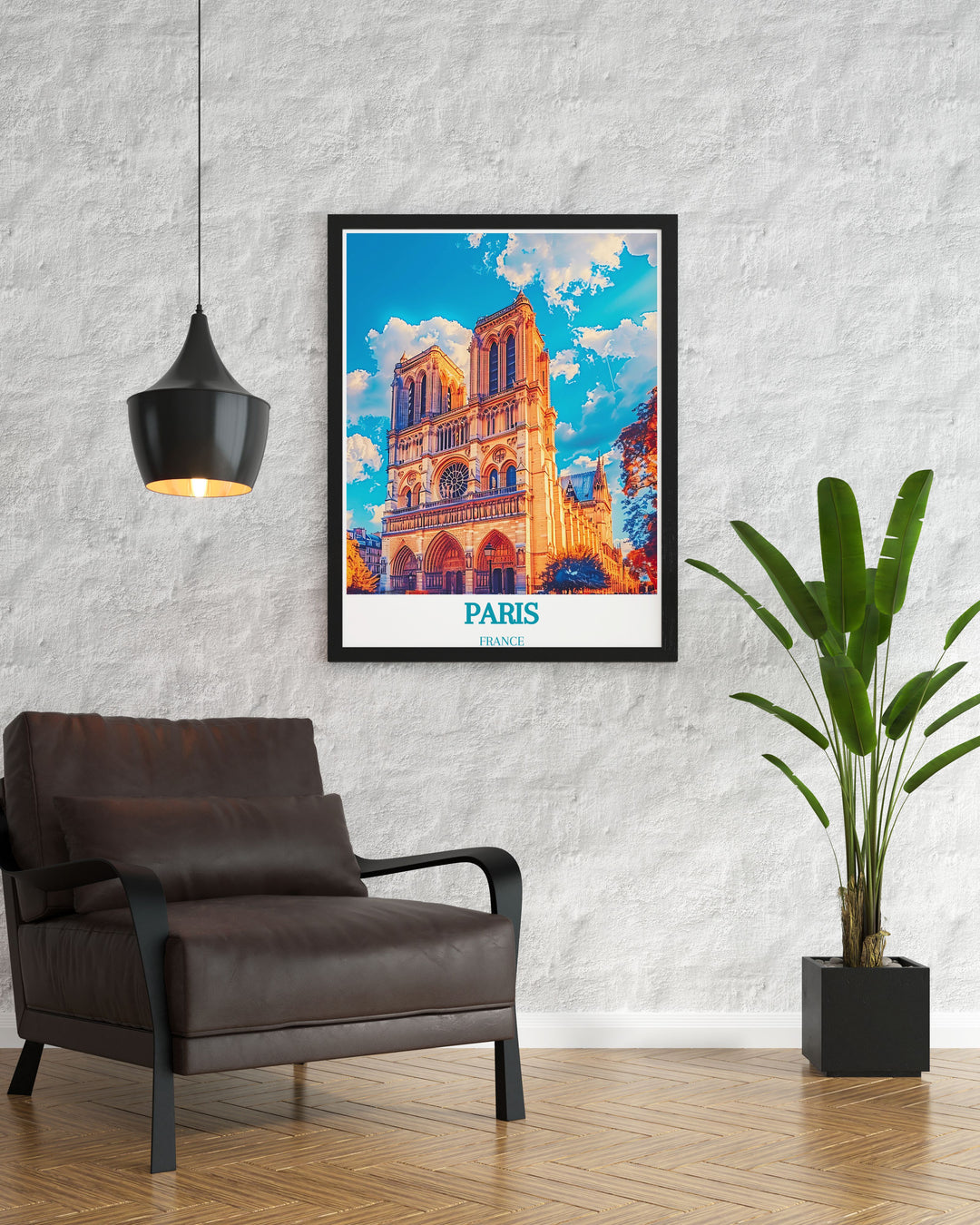 Stunning Notre Dame Cathedral Artwork with colorful details of Paris. This Paris Print brings a touch of classic beauty to your home and is perfect for adding elegance to your decor.