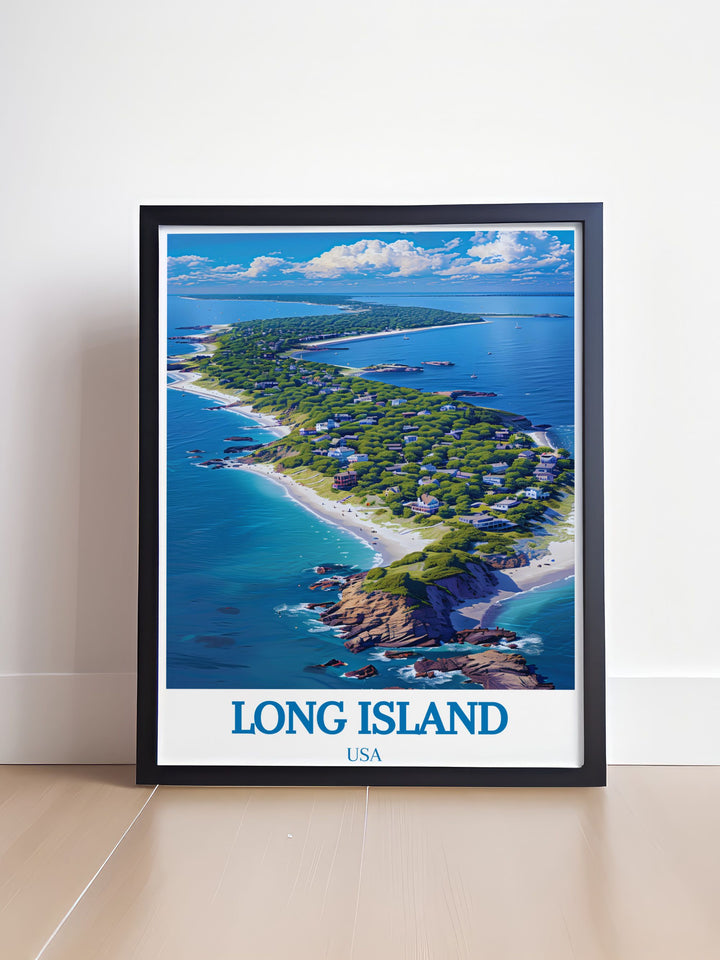 This vibrant art print of Long Island highlights the islands dynamic culture and scenic beauty, making it a standout piece for those who love coastal destinations.