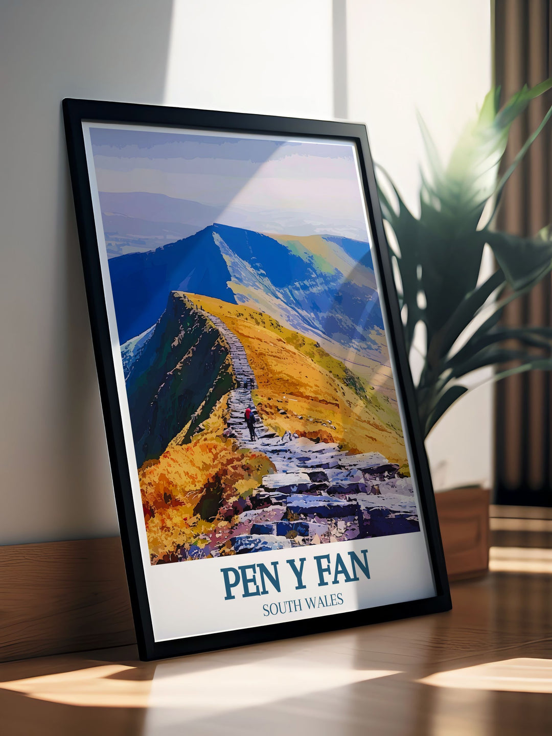 Scenic Brecon Beacons vintage print of Pen Y Fan Mountain. Ideal for those who love the Welsh countryside this poster brings the serene beauty of South Wales into your living space.