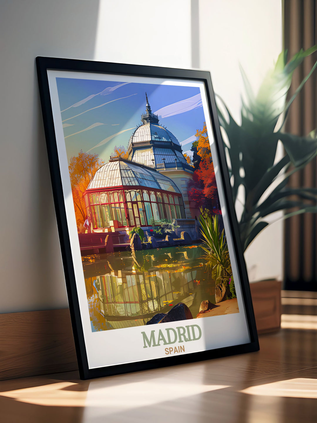 The Retiro Park Modern Art print brings the serenity of Madrids park into your home. Featuring a clean minimalistic design it is ideal for creating a stylish and calming atmosphere in any room. A perfect addition to your Spanish wall art collection.