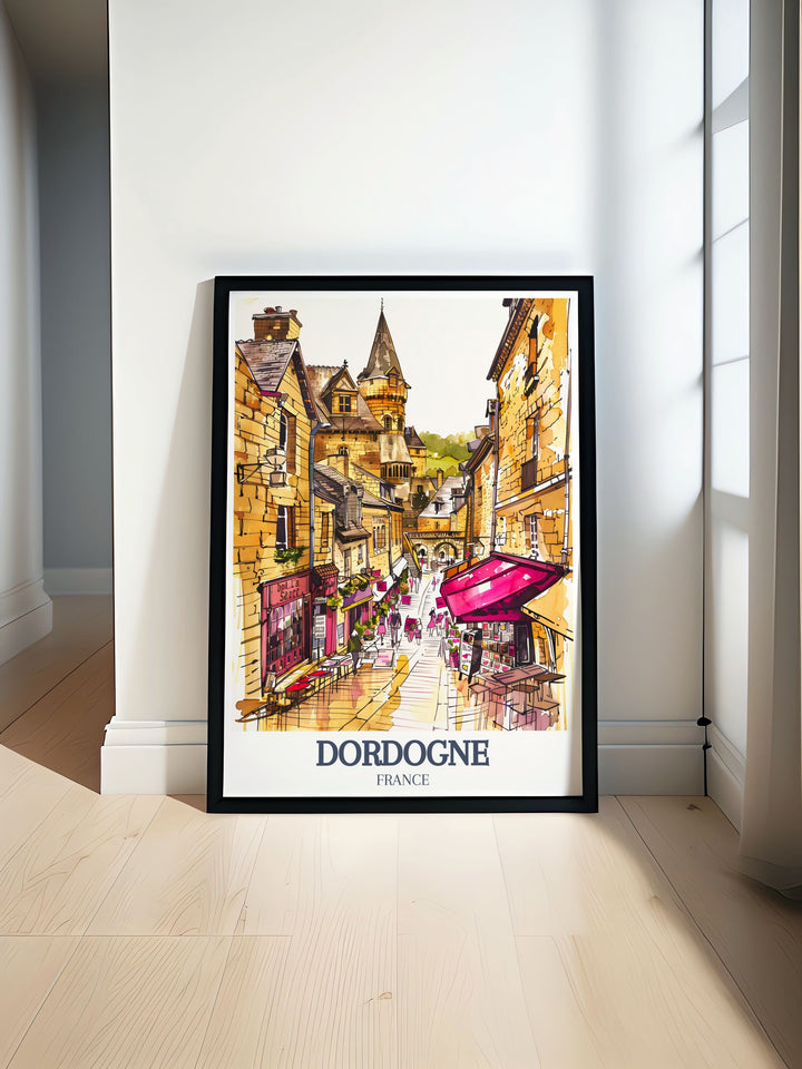 Beautiful digital illustration of Sarlat la Caneda, Cathedral of Saint Sacerdos at Sarlat capturing the architectural splendor and historical charm perfect for France wall art and home decor