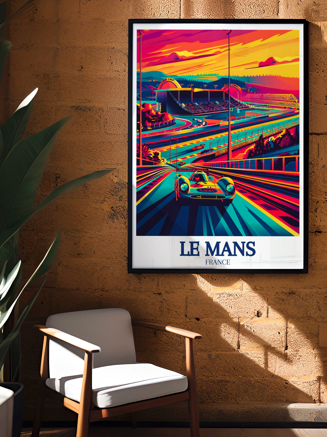 This canvas art of Le Mans Circuit de la Sarthe provides a detailed and vibrant view of Frances most famous racing track, making it a must have for motorsport enthusiasts and French culture admirers.