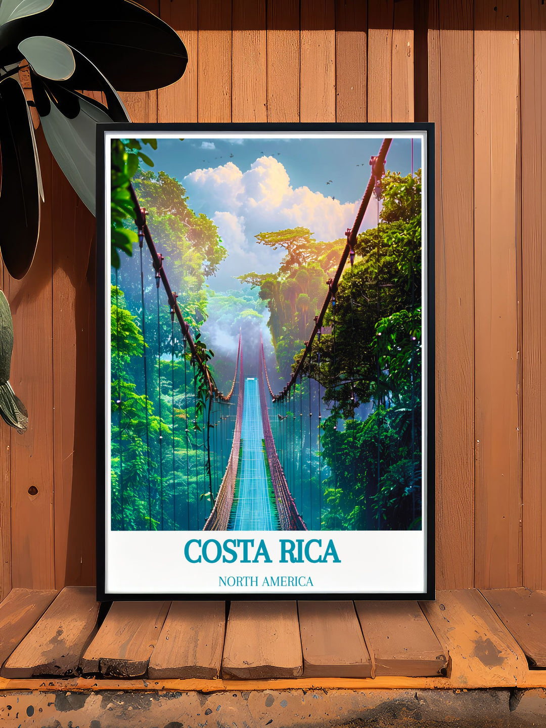 A detailed print of Monteverde Cloud Forest Reserve highlights the forests ethereal beauty and rich biodiversity. Ideal for nature enthusiasts, it captures the essence of Costa Ricas cloud forest and its unique microclimate.