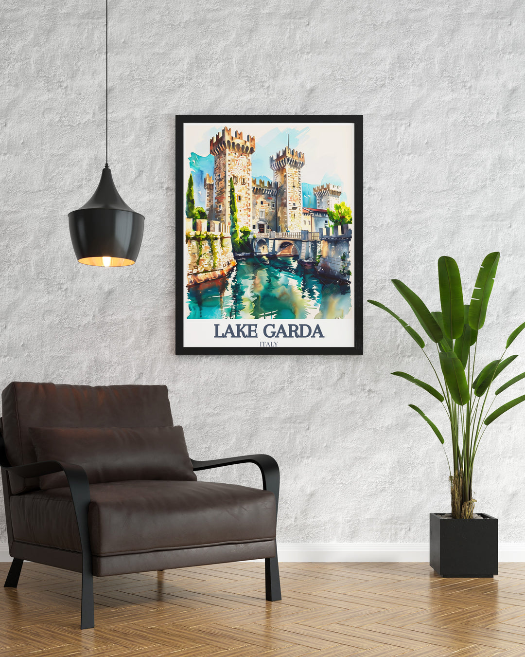 This Lake Garda poster highlights the beauty of Scaliger Castle and Isola del Garda making it the perfect Italy art for home decor. Ideal as a gift for mom dad boyfriend or girlfriend bringing Italian elegance into your space with modern prints.