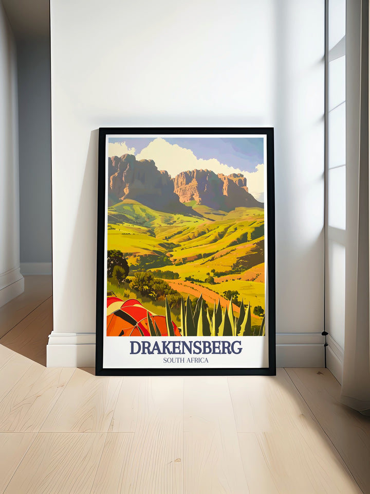 Add a sense of adventure to your home decor with this Drakensberg Wall Art. Highlighting the scenic beauty of Giants Castle and Royal Natal National Park, this print celebrates South Africas natural heritage, making it an ideal gift for travelers and nature enthusiasts.