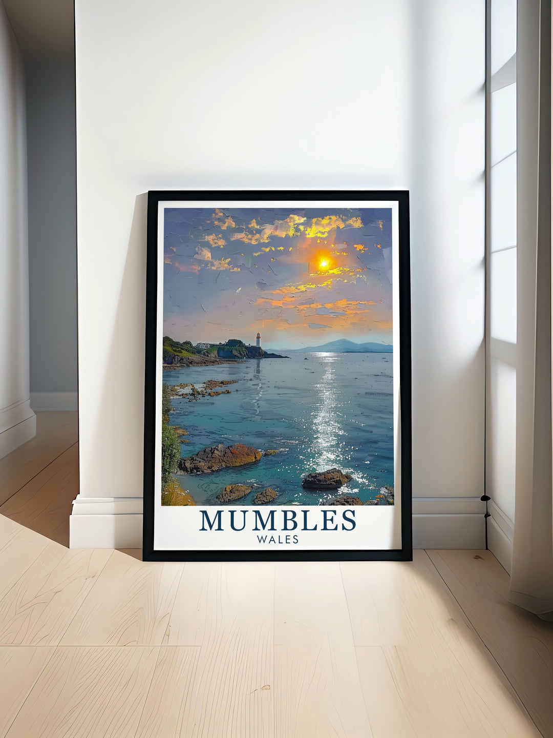 Explore the beauty of Bracelet Bay with this stunning vintage travel print showcasing the charming beach huts Langland and vibrant seaside views perfect for any wall decor