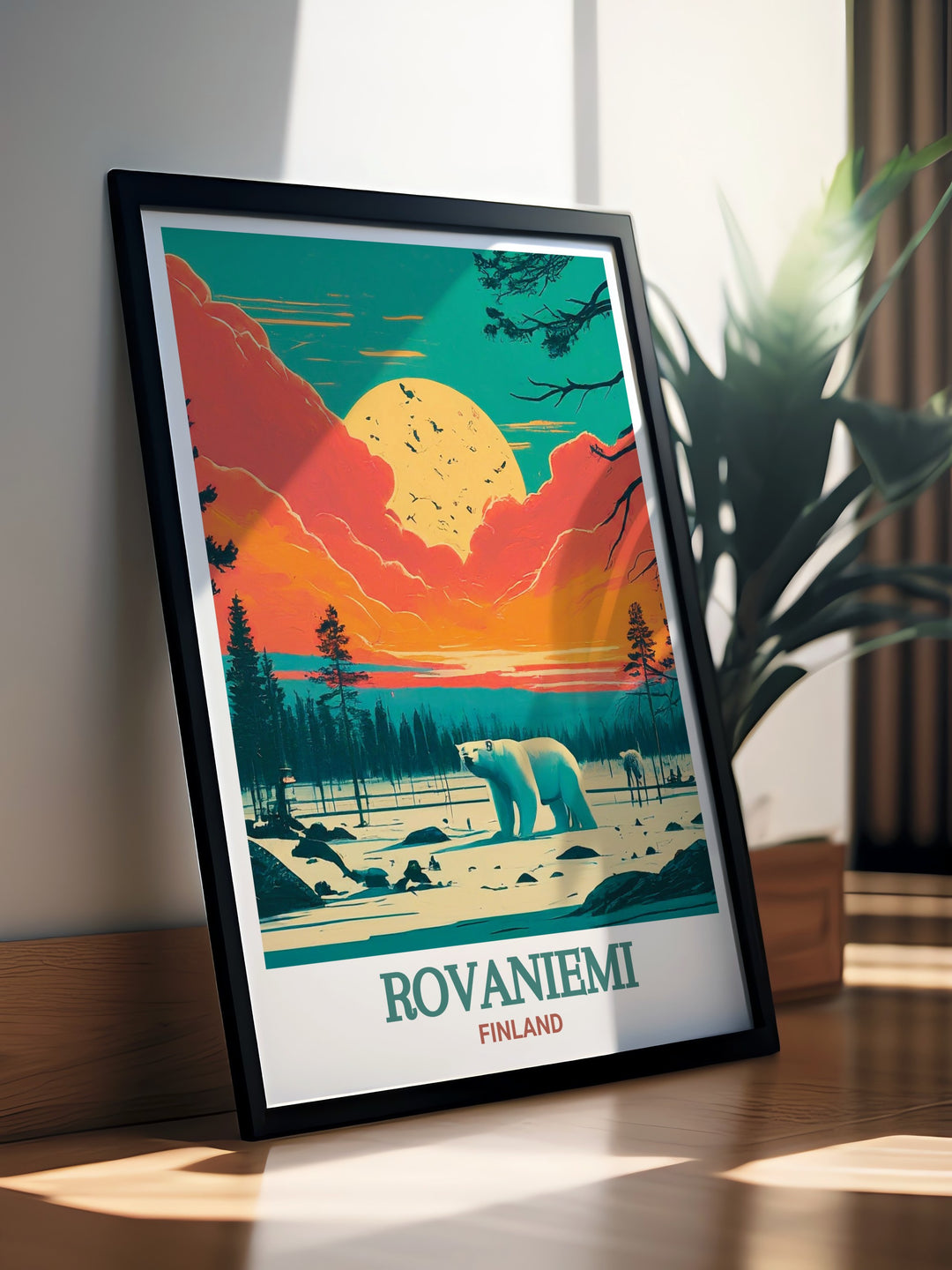 An artful representation of Rovaniemi and Ranua Wildlife Park in Finnish Lapland, this print is a must have for anyone who loves the Arctic and its unique wildlife. The illustration brings the peacefulness of the north into your home.