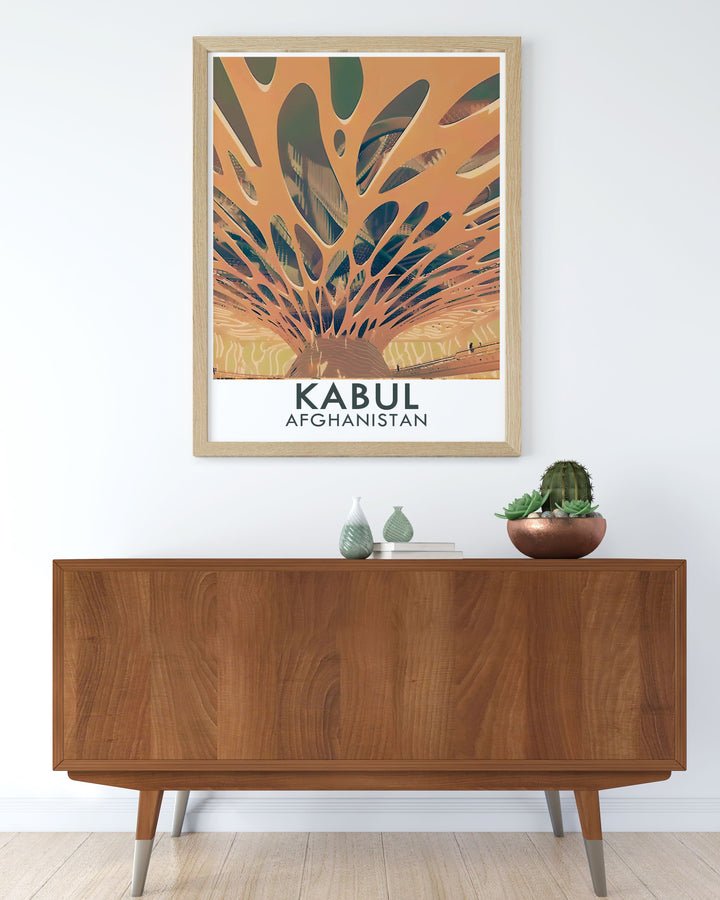 Featuring the iconic Kabul National Museum, this Afghanistan art print showcases the rich cultural history preserved within its walls. Perfect for anyone who appreciates the blend of art and history, this travel print adds elegance to any living space.