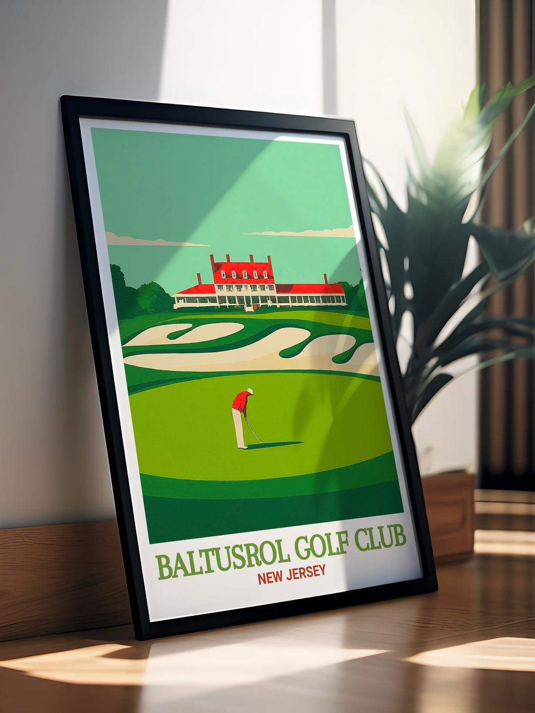 Baltusrol Golf Club Vintage Poster offering a classic representation of this historic golf club. This travel print captures the essence of Baltusrol, making it an ideal addition to any collection of golf art or as a special gift for golf lovers.