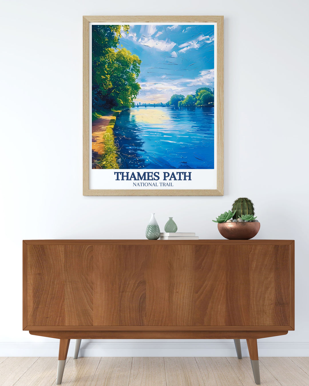 Elegant River Thames vintage print showcasing the rivers path through Putney London and beyond perfect for those who appreciate Londons rich history and want to add a classic touch to their decor