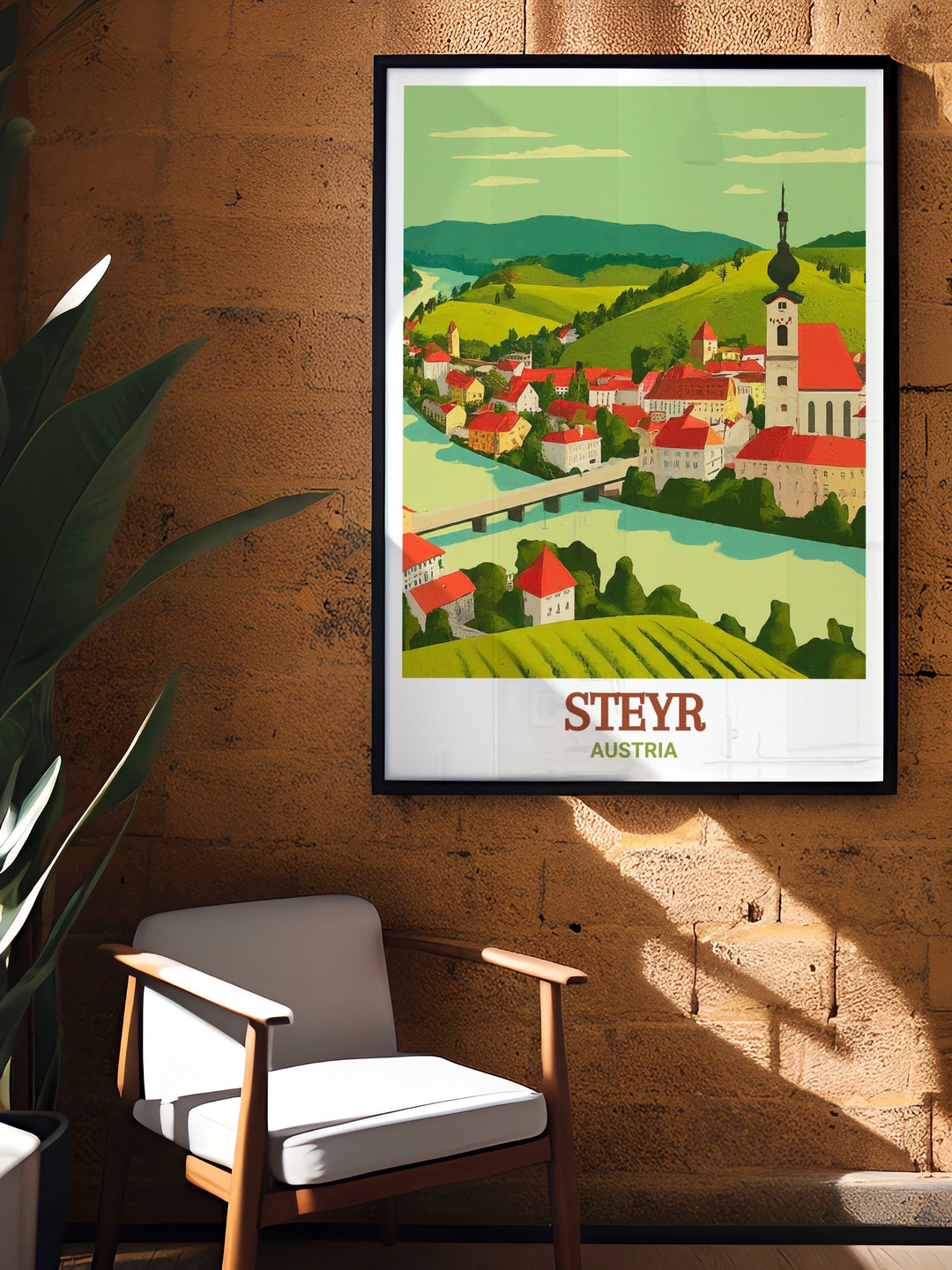 Enhance your home decor with this Austria framed art featuring Steyrs Steyrdorf. The artwork is a testament to the enduring beauty of Austrian architecture, making it a perfect gift for history enthusiasts.