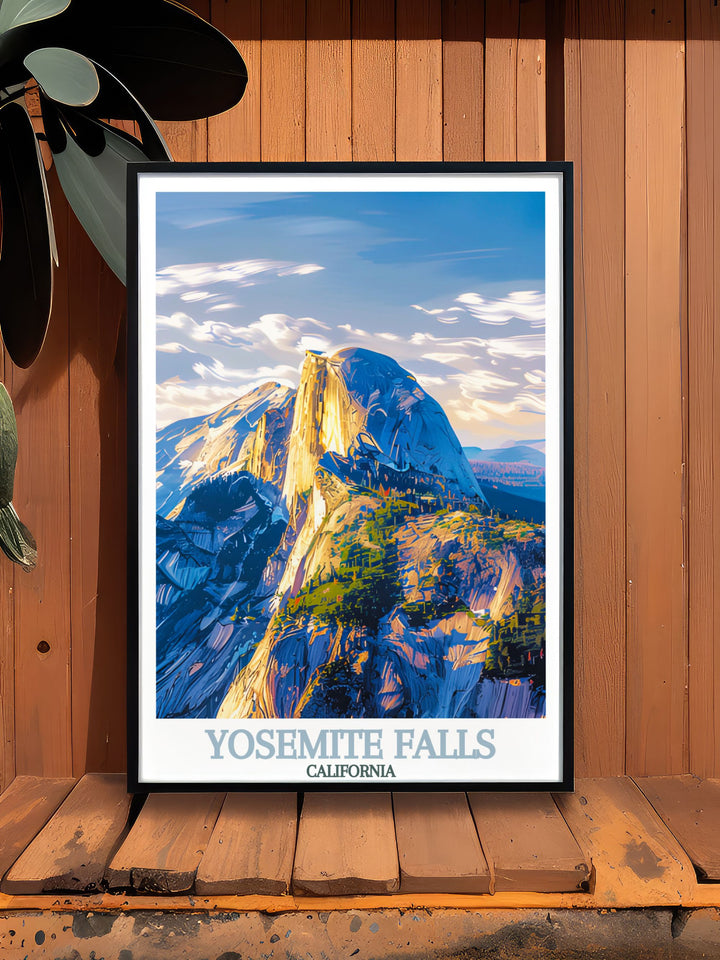 Half Dome decor piece with intricate artwork of the famous rock formation perfect for home decor and California travel enthusiasts