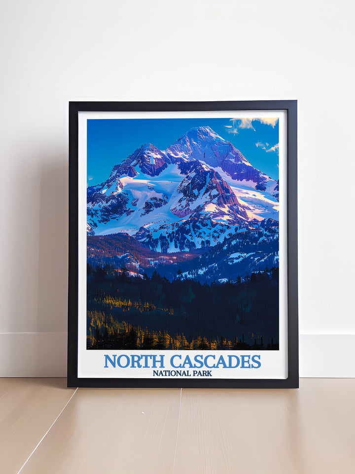 Perfect gift for nature lovers this modern print of Mount Shuksan highlights the grandeur of North Cascades National Park in stunning detail