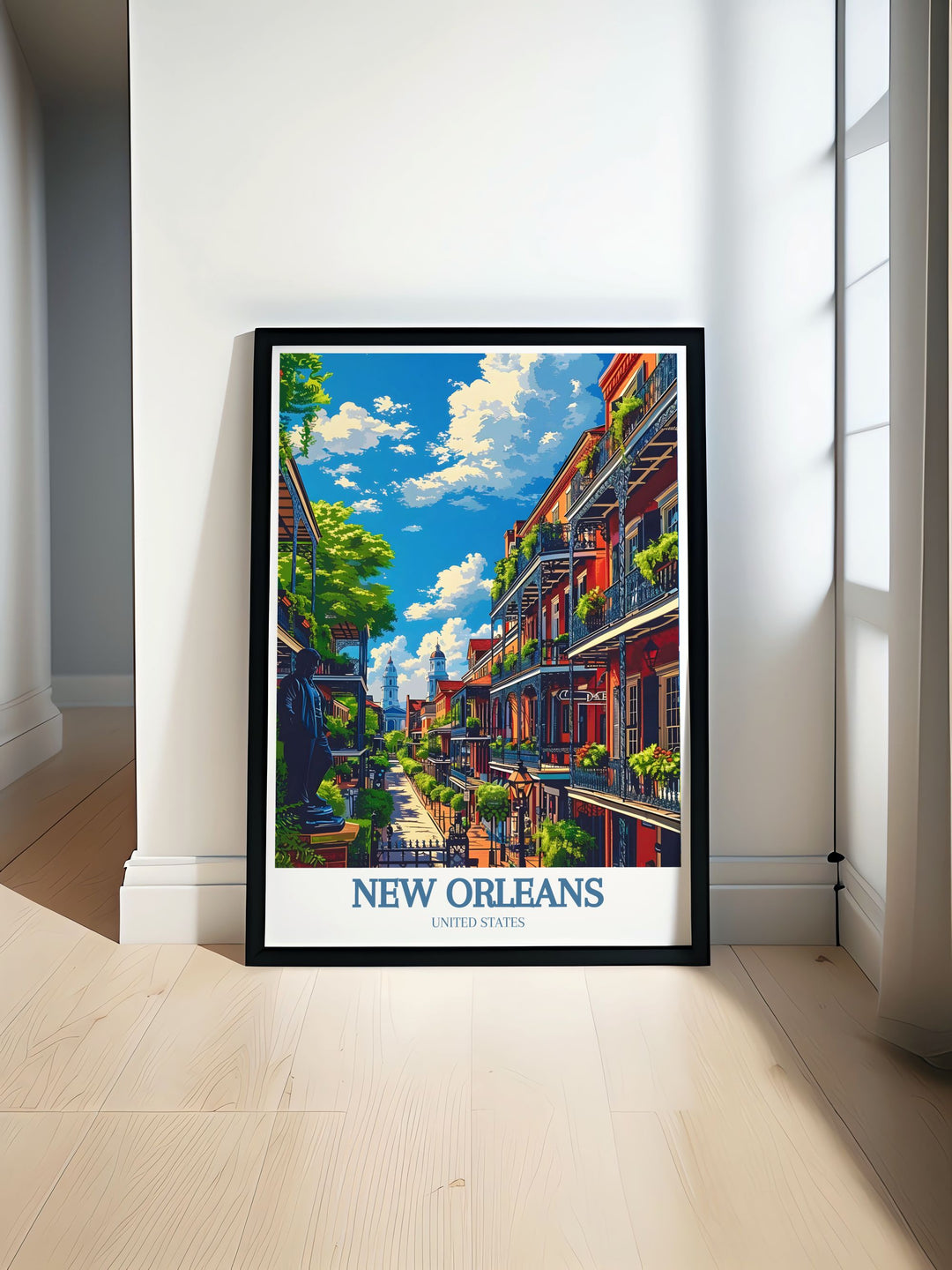 Beautiful Jackson Square art and lively Bourbon Street prints highlighting the vibrant culture of New Orleans perfect for home decor