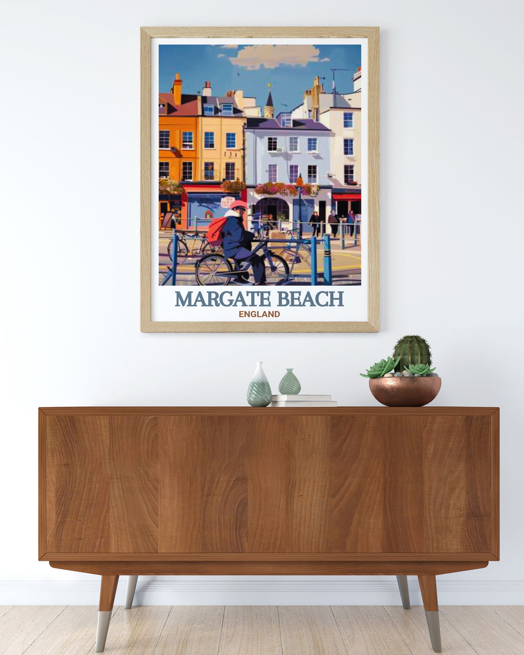 Featuring Margate Beachs golden sands and the charming streets of Margate Old Town, this Margate Travel Poster offers a beautiful depiction of one of the UKs most beloved seaside destinations. Perfect for coastal decor enthusiasts.