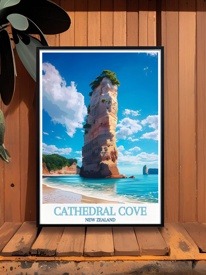 Experience the serene beauty of Cathedral Coves beach, where the natural archway offers a picturesque entrance to this coastal paradise.