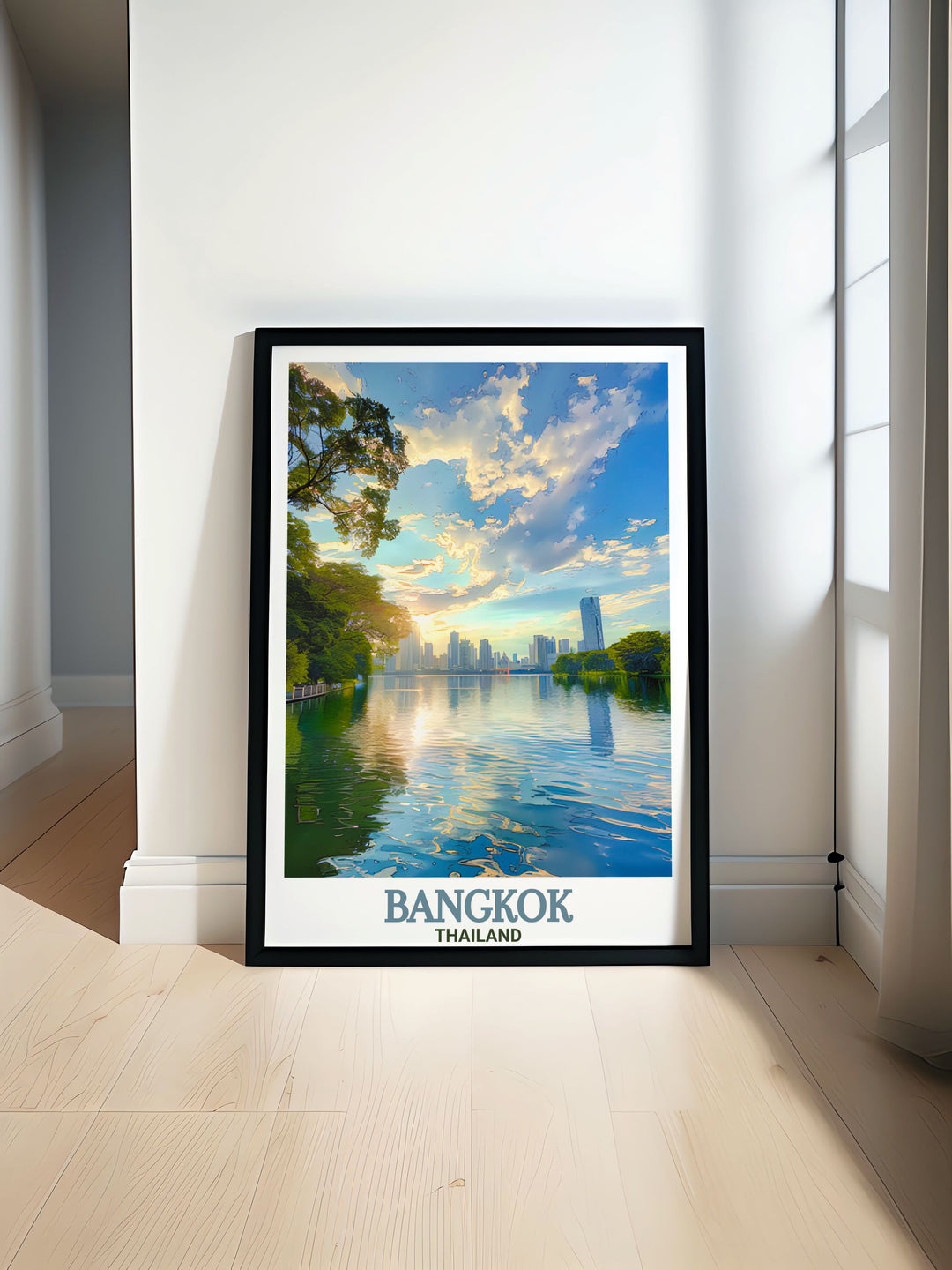 Lumphini Park Modern Print highlighting the tranquil beauty of Bangkoks central park perfect for adding a serene touch to home decor and capturing the essence of the city