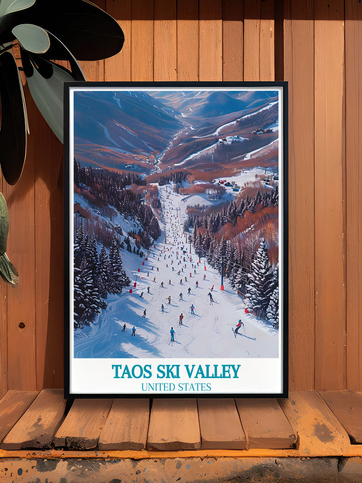 Capture the essence of Taos Ski Valleys legendary slopes with this art print, featuring the famous Als Run and its steep moguls.