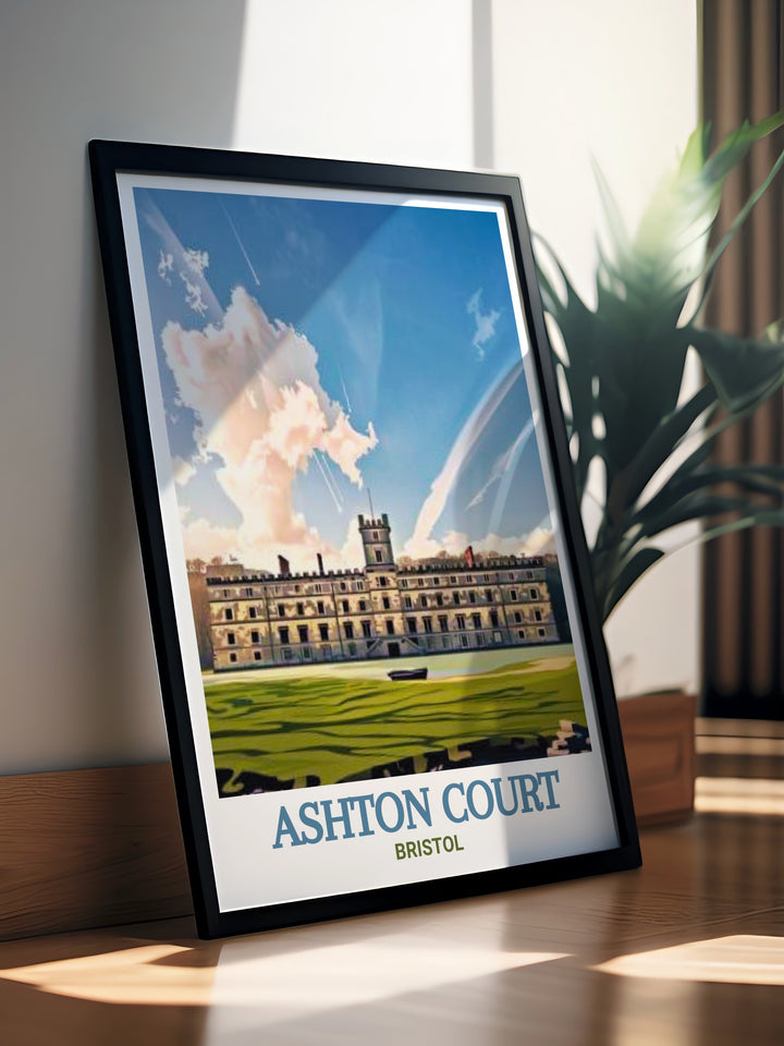 Ashton Court Mansion Modern Prints capture the essence of mountain biking in Bristol with detailed artwork of the iconic trails and the grandeur of Ashton Court. Ideal for cycling enthusiasts and adventure lovers looking to enhance their living space.