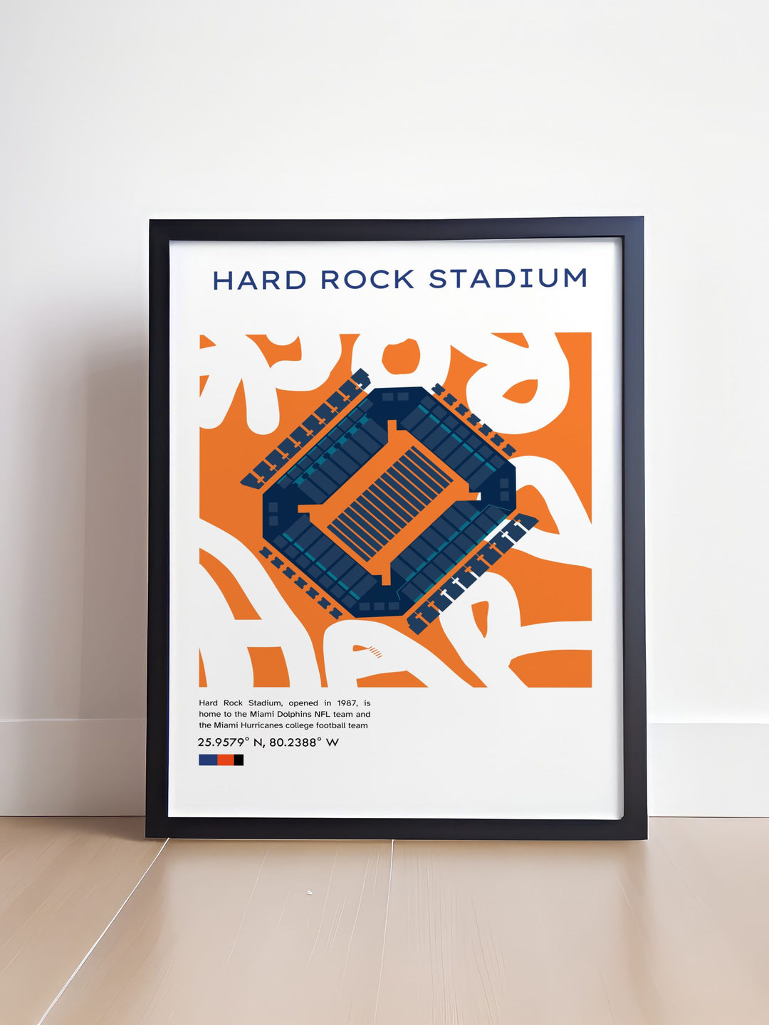 Elevate your home decor with a vintage poster of Hard Rock Stadium featuring Miami Dolphins and Miami Hurricanes a perfect gift for football enthusiasts