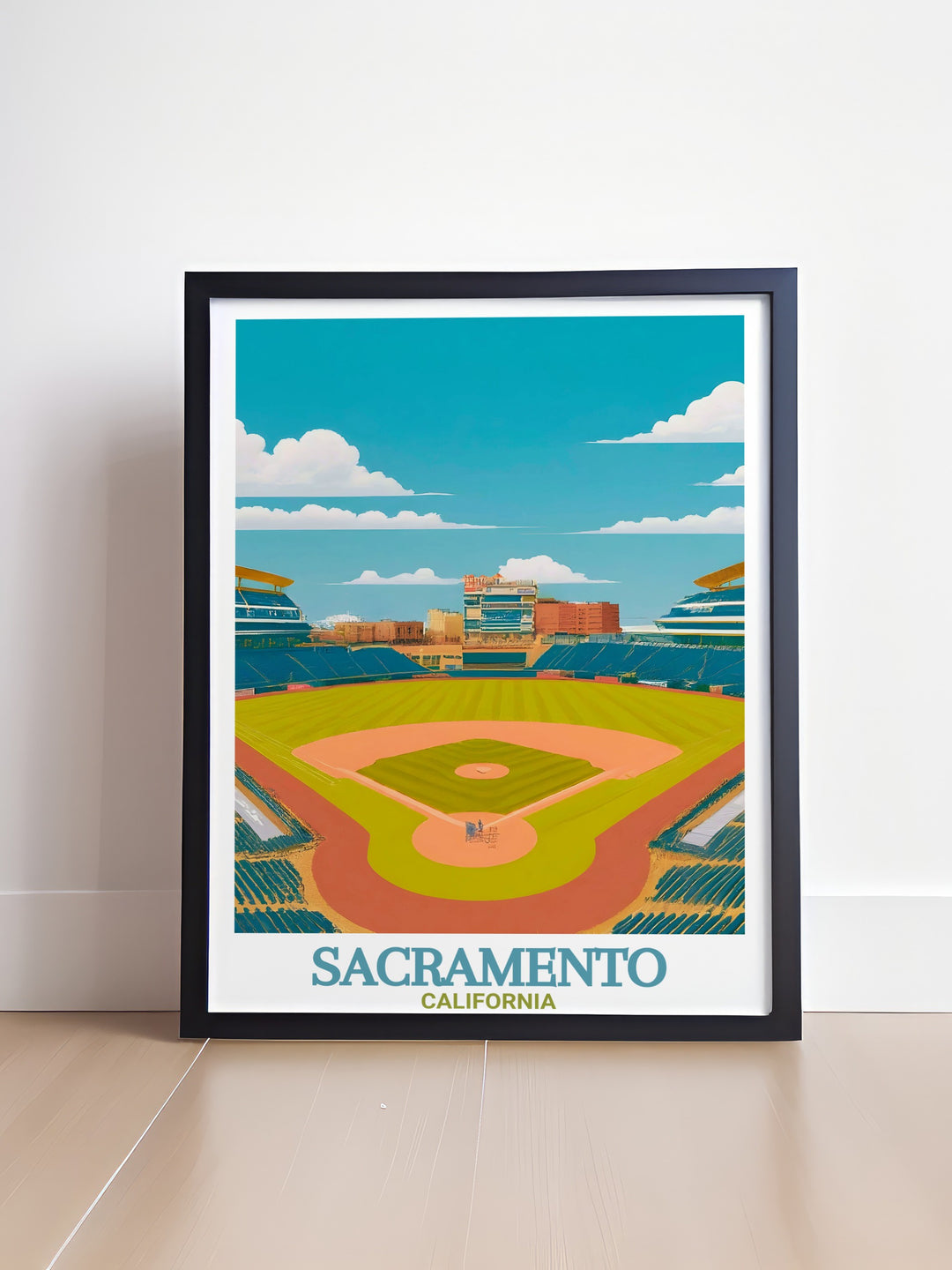 Black and white Sacramento Photo with Raley Field presented in a detailed street map style perfect for enhancing any living room or office decor a great gift idea for city lovers and art enthusiasts